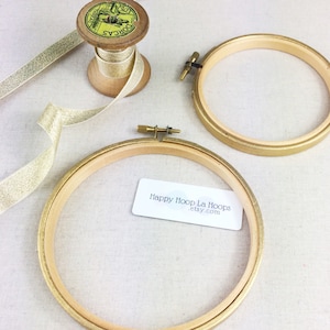6 - 9 inch Gold Embroidery Hoops. Medium Hand Painted  wooden Embroidery hoops