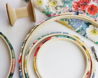 Medium -  London Fabric Embroidery Hoop, Meadow Melody Tana Lawn