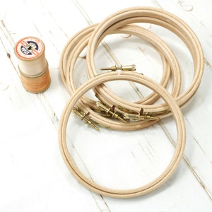 5 inch Embroidery Hoop - Wooden Hoops. Wooden Beech embroidery hoop, wax finish with brass fixture. Small Embroidery Hoop