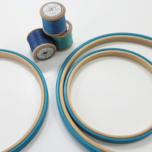 6 to 9 inch Deep Turquoise Blue Embroidery hoops. Painted Wooden Embroidery Hoop. Hand Embroidery Frame. Embroidery Hoop