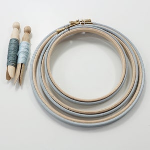 Large, Cloud Gray Embroidery hoops. Painted Wooden Embroidery Hoop. Painted Grey Embroidery hoop. Hand Embroidery Frame.
