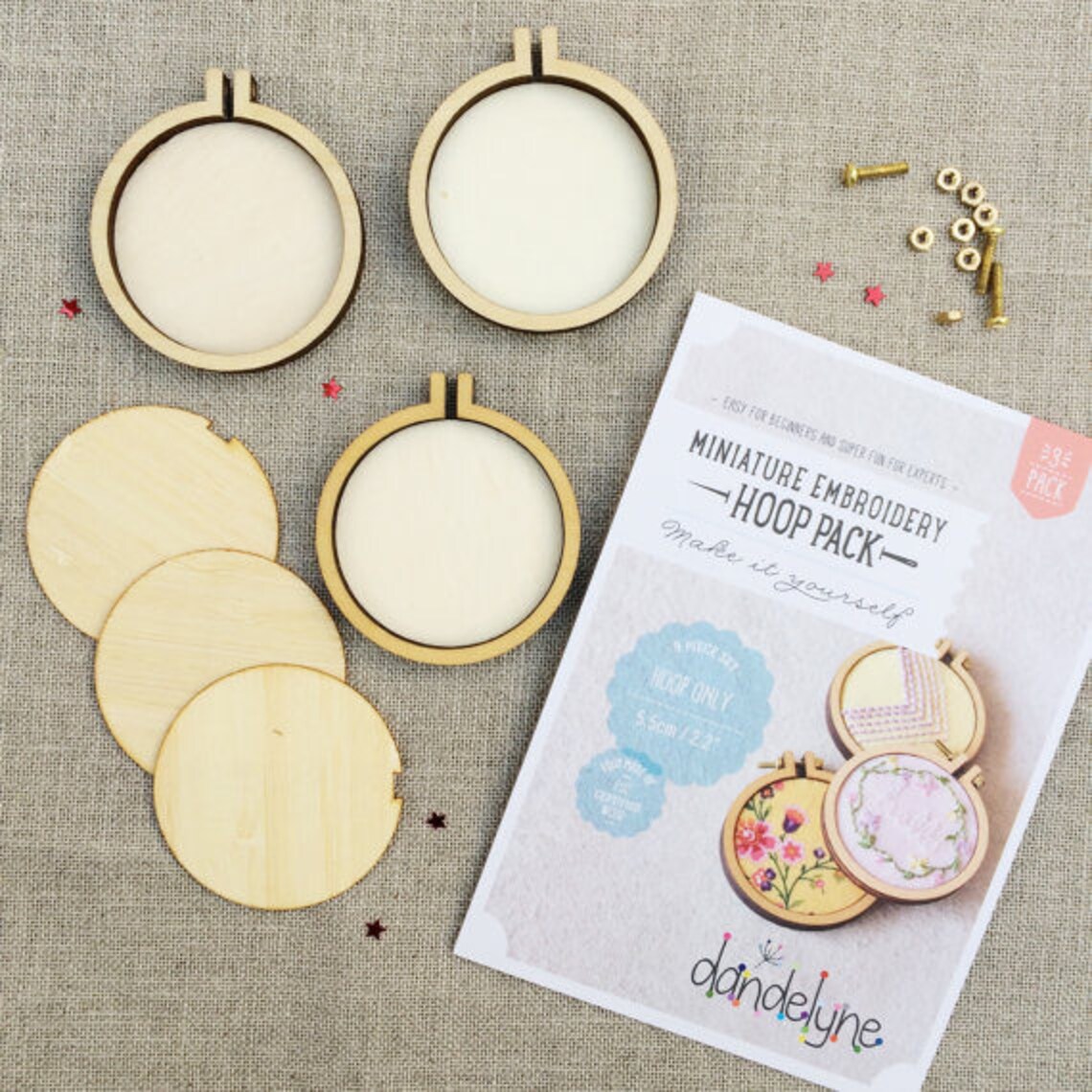 3 Pack of 5.5cm embroidery hoops. Dandelyne Hoops. Multi buy Etsy