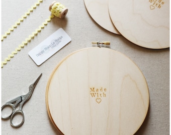 7 inch Wooden Backs For finishing Embroidery Hoops, with 'Made With Love' Etching. Embroidery Hoop Finishing Tutorial