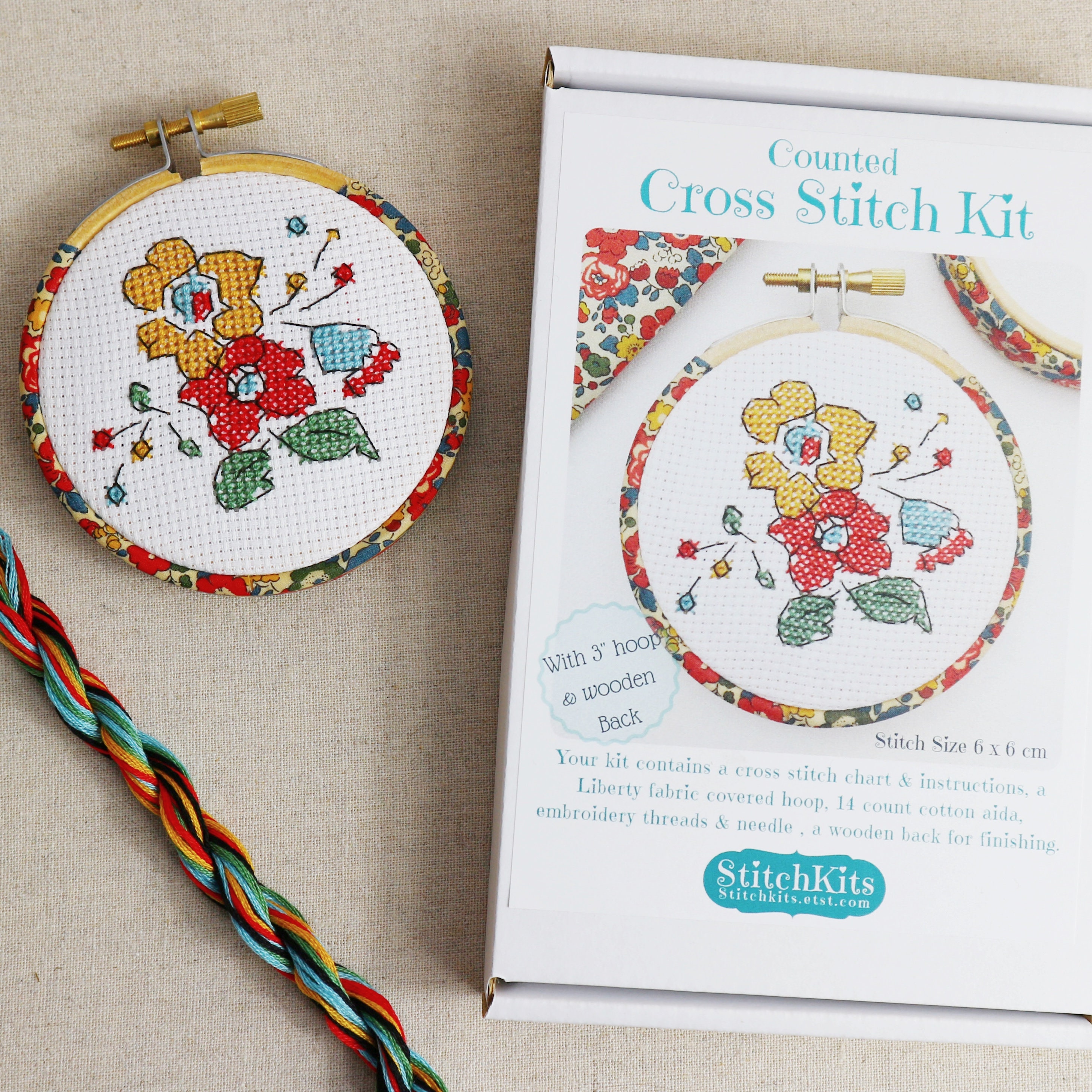 Cross Stitch Wall Hanging Kit. Mini-3 Inch Embroidery Hoop Wall Hanging.  Christmas Kit. DIY Christmas Decoration. Embroidery Hoop Art 