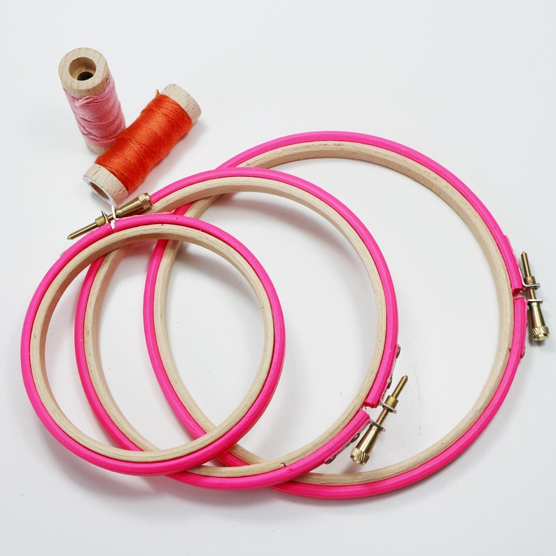 Medium Neon Pink Embroidery Hoops. 6 9inch Embroidery Hoop. Etsy