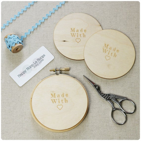3 inch Embroidery Hoop Backing, Birch Plywood with 'Made With Love' Etching
