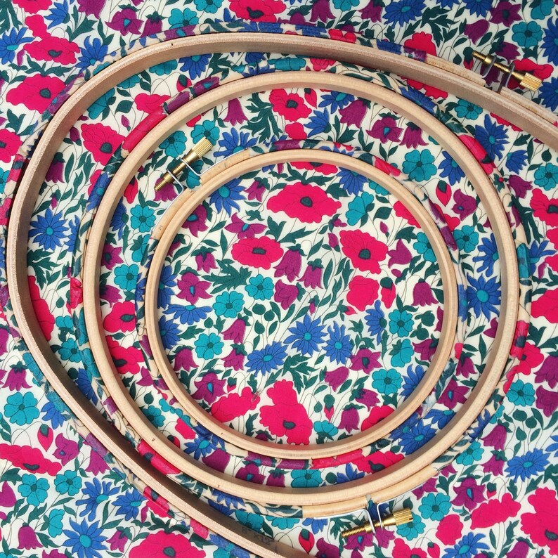 Medium Poppy & Daisy Tana Lawn fabric wrapped Embroidery Etsy