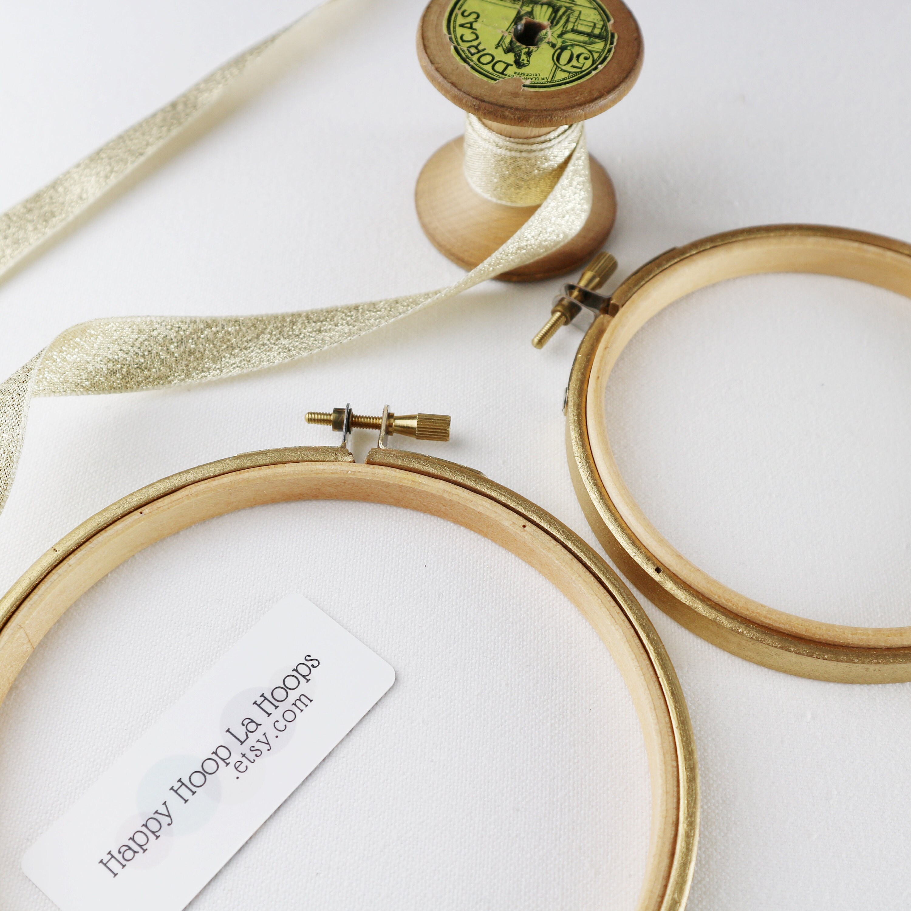 3 5 inch Gold Embroidery Hoops. Small Hand Painted wooden Etsy