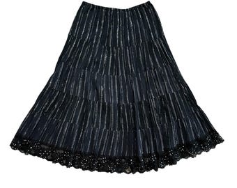 VTG 90s Y2K Cache Maxi Skirt Black Lace Fairy Whimsigoth Sz Small Goth Witchy