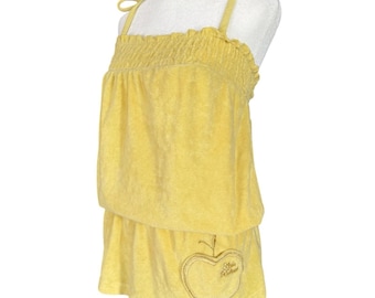 Y2K Apple Bottoms Terry Towel Micro Mini Dress Size XS Small Yellow Beach