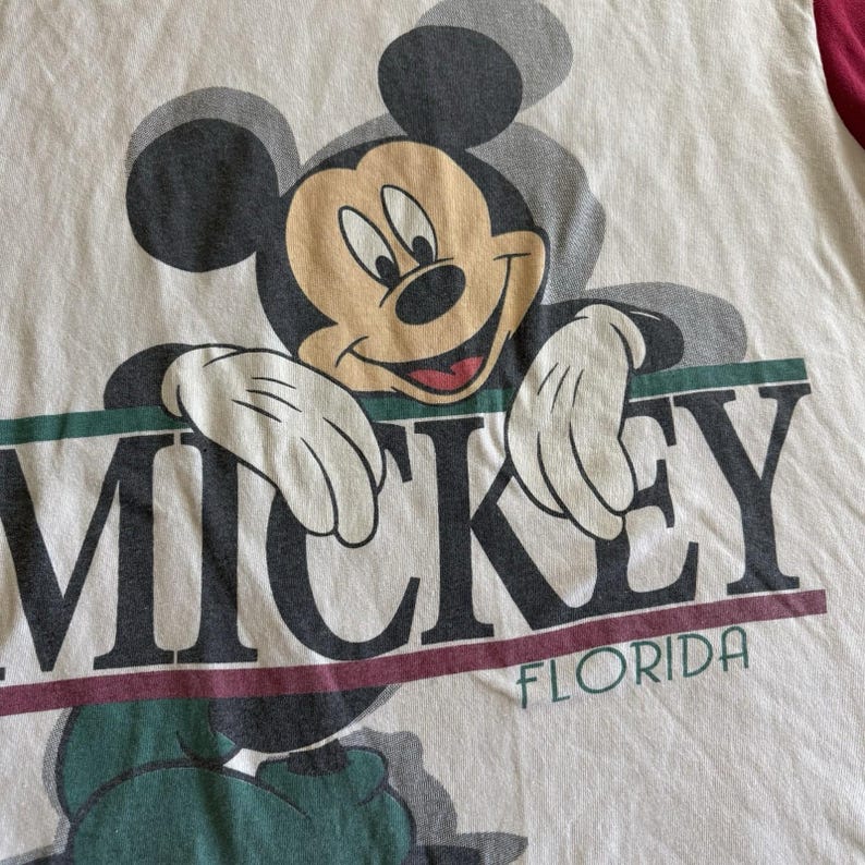 VTG 90's Mickey Mouse T-Shirt Sz Medium Colorblock Front And Back Print image 3