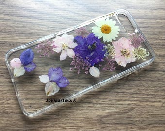 Genuine pressed dried flower iphone case - iphone crystal clear case