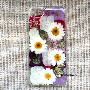 Genuine pressed dried flower Samsung / iphone case - crystal clear case