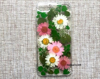 Genuine pressed dried flower Samsung / iphone case - crystal clear case