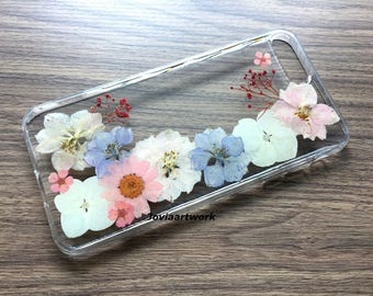 Genuine pressed dried flower iphone case - iphone crystal clear case