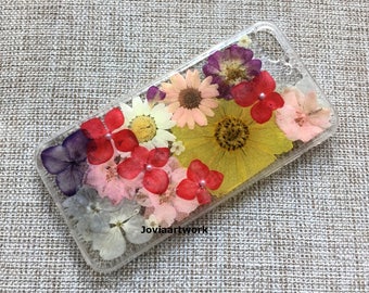 Genuine pressed dried flower iphone case - iphone crystal clear case