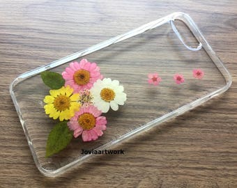 Genuine pressed dried flower iphone case - iphone crystal clear case