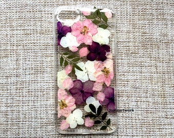 Genuine pressed dried flower Samsung / iphone case - crystal clear case