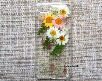 Genuine pressed dried flower iphone case - iphone crystal clear case