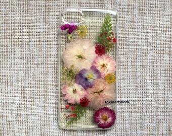 Genuine pressed dried flower Samsung / iphone case - crystal clear case