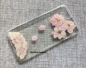 Véritable étui iPhone à fleur séchée pressée - étui cristallin iphone