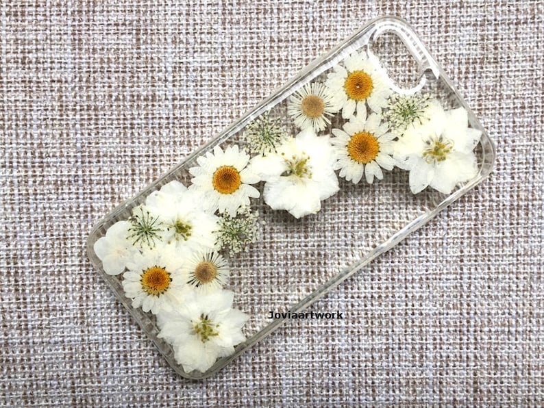 Genuine pressed dried flower Samsung / iPhone case crystal clear hard case image 2