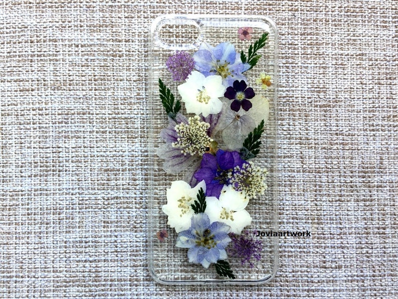 Genuine pressed dried flower iphone case - iphone crystal clear case 