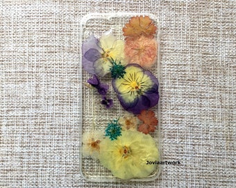 Genuine pressed dried flower Samsung / iphone case - crystal clear case