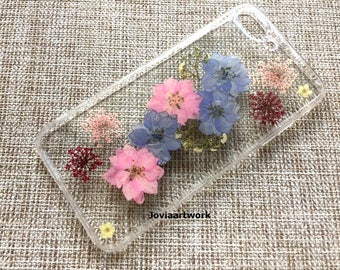 Genuine pressed dried flower Samsung / iphone case - crystal clear case