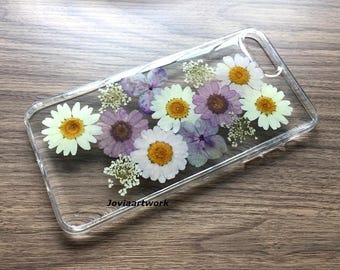 Genuine pressed dried flower iphone case - iphone crystal clear case