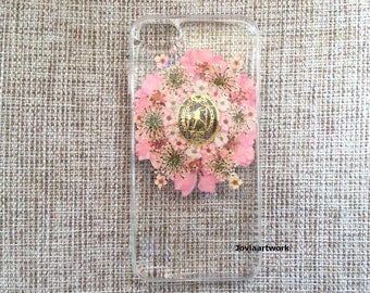 Genuine pressed dried flower Samsung / iphone case - crystal clear case