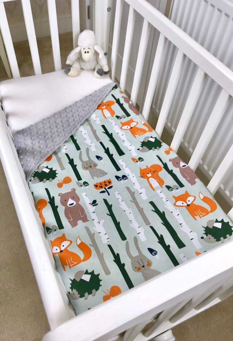 Bear baby blanket Woodland animals Minky baby blanket Etsy