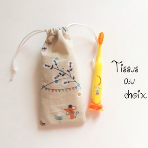 Etui à brosse à dents pour enfant - Pochette imperméable brosse à dents et dentifrice - Housse de rangement - Personnalisation possible !