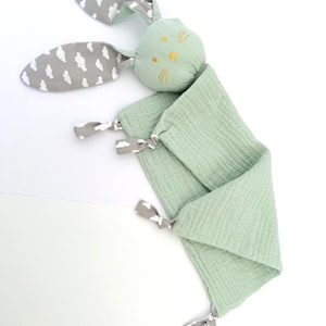 Double cotton gauze rabbit comforter / baby comforter birth gift / Rabbit comforter - To personalize
