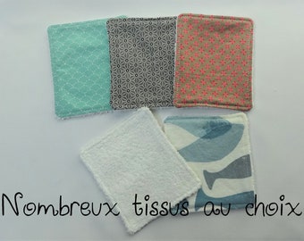 Lingette lavable au choix en éponge de bambou - Lingettes démaquillantes - Lingette visage - Lingette lavable bébé - Tissu au choix