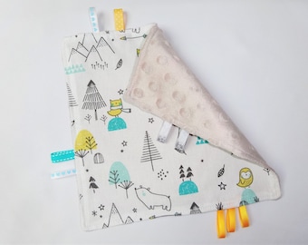 Doudou plat étiquettes tout doux pour bébé - Doudou étiquettes pour bébé - Animaux