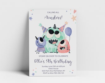 Calling All Monsters Birthday Invitation, Monster Invitation, Monster Birthday Invitation, Monster Birthday Party Invite, Personalized JPEG