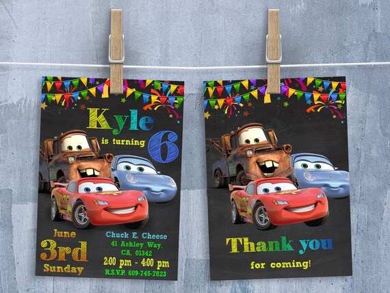 cars invitation mcqueen cars movie invitations cars birthday party invitation with free thank you card personalized jpeg cars party invitations free