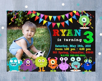 Little Monster Birthday Invitation, Monster Invitation, Monster Birthday Invitation, Monster Birthday Party Invite, Personalized JPEG