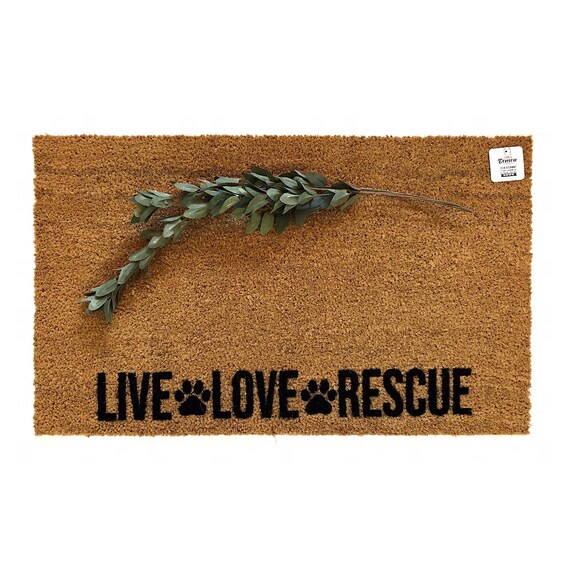 Live Love Rescue Doormat | Dog Rescue Welcome Mat | Pet Lover Front Door Rug | Animal Shelter Gift | Cat Rescue Doormat | Dog Adoption Decor