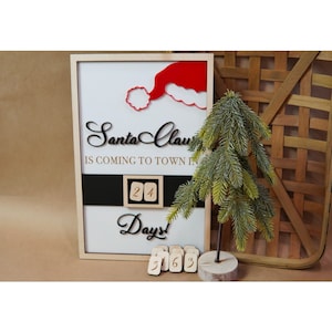 Christmas countdown sign, days until Christmas sign, wooden advent calendar, Santa Claus countdown, Christmas gifts, Christmas decor