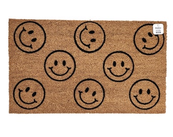 Cute Smiley Multiple Doormat | Happy Face Welcome Mat | Fun Emoji Front Door Rug | Cute Entryway Doormat | Cheerful Porch Decor |Smiley Face