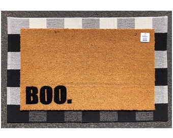 Boo Halloween Doormat | Cute Spooky Welcome Mat | Handmade Fall Porch Decor | Ghost Entry Rug | Holiday Doormat | October Decor