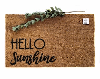 Hello Sunshine doormat, Spring Doormat, spring decor, personalized doormat, funny doormat, welcome mat, front doormat, Summer Doormat