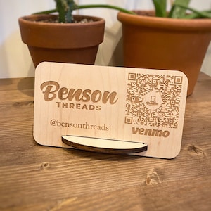 Scannable QR Code Sign - Venmo QR Sign - Bar Code Sign - Pay Here Sign / Salon Sign - Wooden QR code Sign - Venmo scan - custom qr Sign