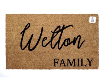 Personalized Doormat with Family Name | Custom Welcome Mat | Family Entryway Rug | Housewarming Gift | Front Porch Decor | Custom Last Name