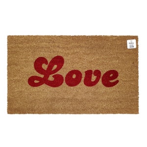 Capacho de amor | Tapete de Dia dos Namorados | Capacho fofo | Corações | Tapete romântico para porta de entrada | Presente de casamento | Decoração de Dia dos Namorados | Decoração fofa