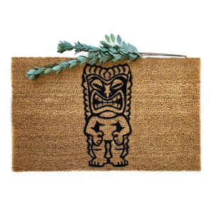 Hawaiian Tiki Doormat | Tropical Welcome Mat | Luau Party Decor | Fun Front Porch Rug | Island Inspired Entryway Mat | Summer Outdoor Decor