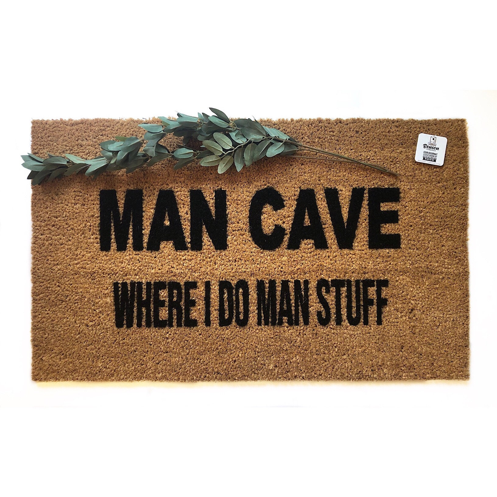 Man Cave Doormat | Funny Welcome Mat for Men | Outdoor Rug for Garage