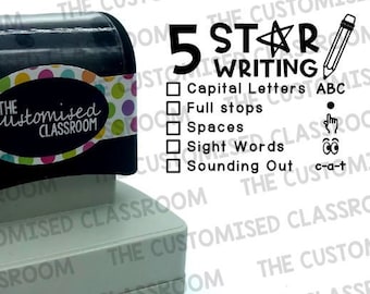 Teacher Stamp 5 Star Writing 40x50mm 